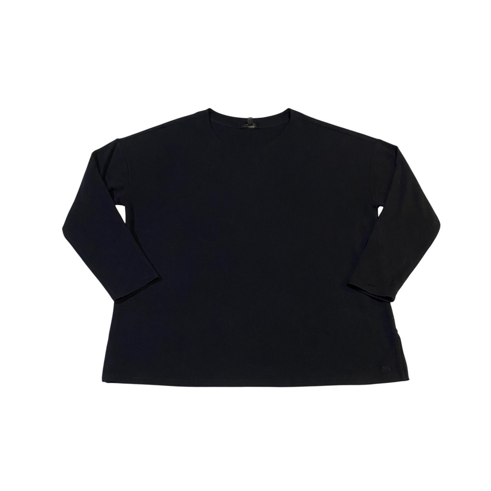 Banana Republic Womens XXL Black Crew Neck Long Sleeve Relaxed Fit Rayon Top